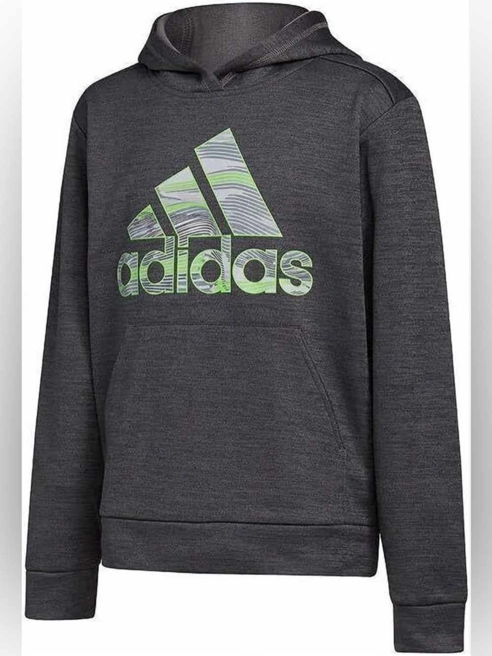 EUC Boy’s Adidas Logo Hooded Sweatshirt Youth L/G (14/16) Gray & Green